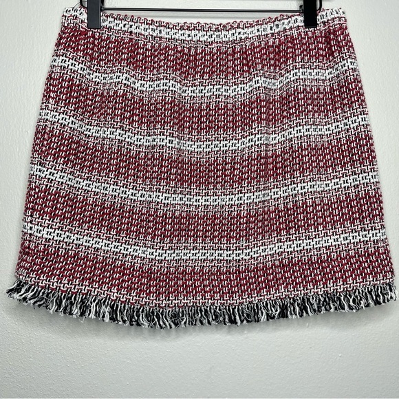 Hatch Women Skirt M Tweed textured Slub Knit Elastic Waist‎ Stretch Red Preppy - Picture 1 of 11